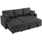 81" Pull-Out Corduroy Sofa Bed with Storage - Dark Grey