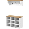 2-in-1 Hall Tree with Shoe Bench and 5 Hooks - White