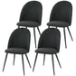 Set of 4 Modern Dining Chairs, Velvet Upholstered Kitchen Chairs with Steel Legs for Living Room, Black