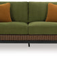 Horizon Hall - Brown / Green - Loveseat With Cushion