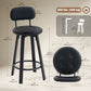 Bar Stools Set of 2, Upholstered Breakfast Bar Chairs with Footrest and Backrest for Kitchen Counter, Black