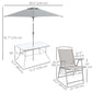 8 Piece Patio Dining Set with Table Umbrella, 6 Folding Chairs and Rectangle Dining Table, Grey