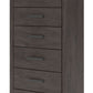 Prendonea - Charcoal - Five Drawer Chest