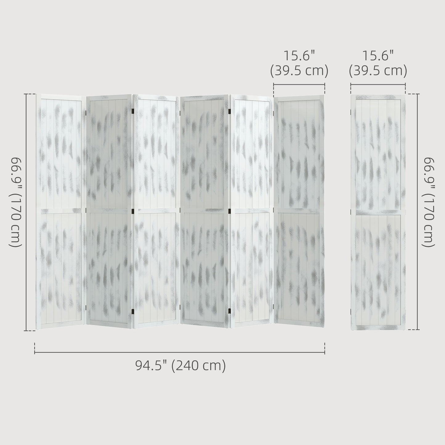 Screen Divider Room Divider Screen with Foldable Design for Indoor Bedroom Office 5.5' Rustic White