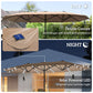 174" Double-Sided Sun Umbrella Garden Parasol Patio Sun Shade Outdoor with LED Solar Light, Khaki