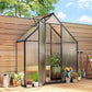 Polycarbonate Greenhouse Walk-in Greenhouse with Swing Door and Adjustable Window, 5.5 x 2ft, Black
