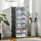 6-Tier Shoe Rack, 6 Cube Storage Organizer with Doors, DIY 6-Cube Modular Cabinet for Living Room, Black