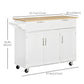 48" Kitchen Island with Solid Wood Top and Drawers - White