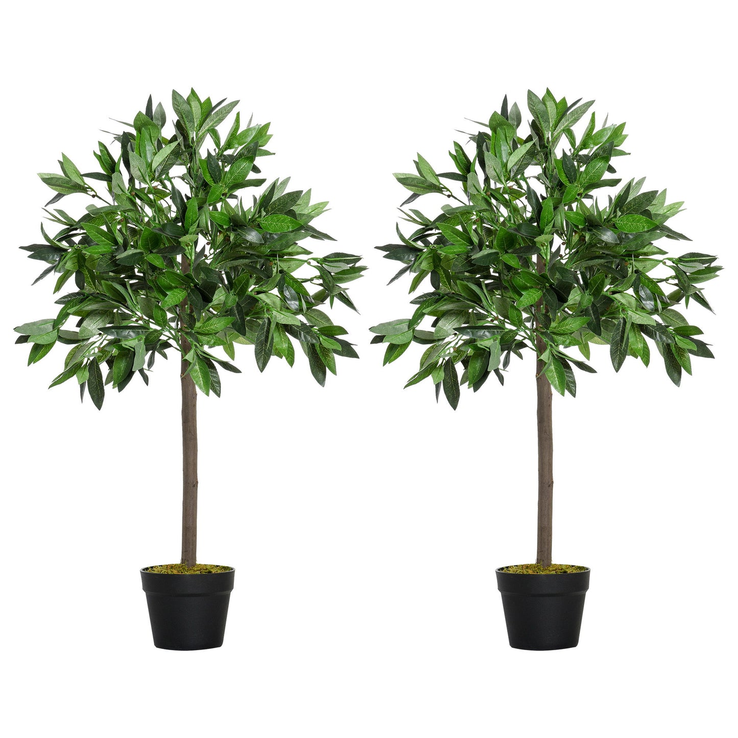 3FT Artificial Laurel Tree Set of 2, Lifelike Fake Plant with 564 Leaves, Potted Fake Plant for Home Office Decor, Green
