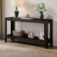 Elegant Farmhouse Console Table with Knot-Free Pine Legs, Accent Sofa Table with Solid Wood Veneer Top, 59" L x 15.5" W x 30" H, Black