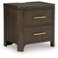 Radkin - Two Drawer Night Stand - Burnished Brown