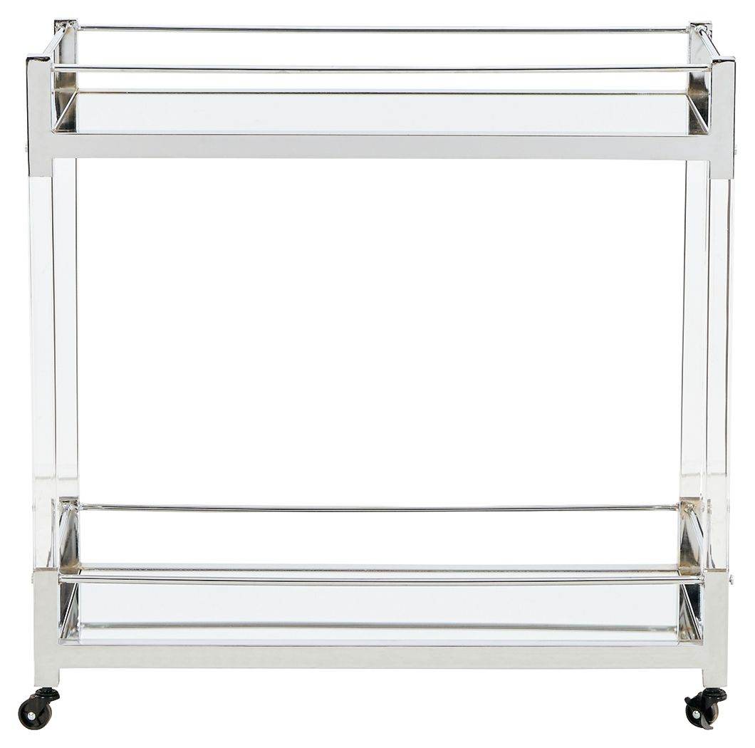 Chaseton - Clear / Silver Finish - Bar Cart - Forward Furniture