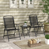 3 Pieces Bistro Set, Foldable Patio Furniture Set with Mesh Chairs, Glass Table for Garden, Balcony, Black