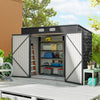 8 x 4FT Galvanized Garden Storage Shed, Metal Outdoor Shed with Double Doors and 2 Vents, Grey