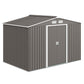 9x6 Galvanized Steel Ventilated Garden Storage Shed with Double Doors, Foundation Kit, Grey