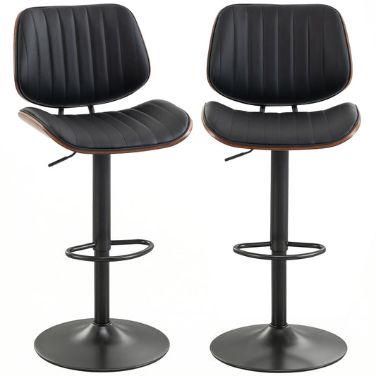 Swivel Counter Height Bar Stools Set of 2, Adjustable - Black