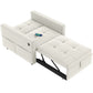Convertible Pull-Out Sleeper Chair Bed with USB - Cream White