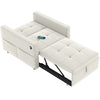 Convertible Pull-Out Sleeper Chair Bed with USB - Cream White