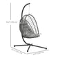 Hanging Egg Chair with Stand, Foldable Wicker Rattan Swing Chair with Thick Cushion, Light Grey