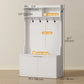 4-in-1 Hall Tree with Shoe Bench and Coat Rack - White