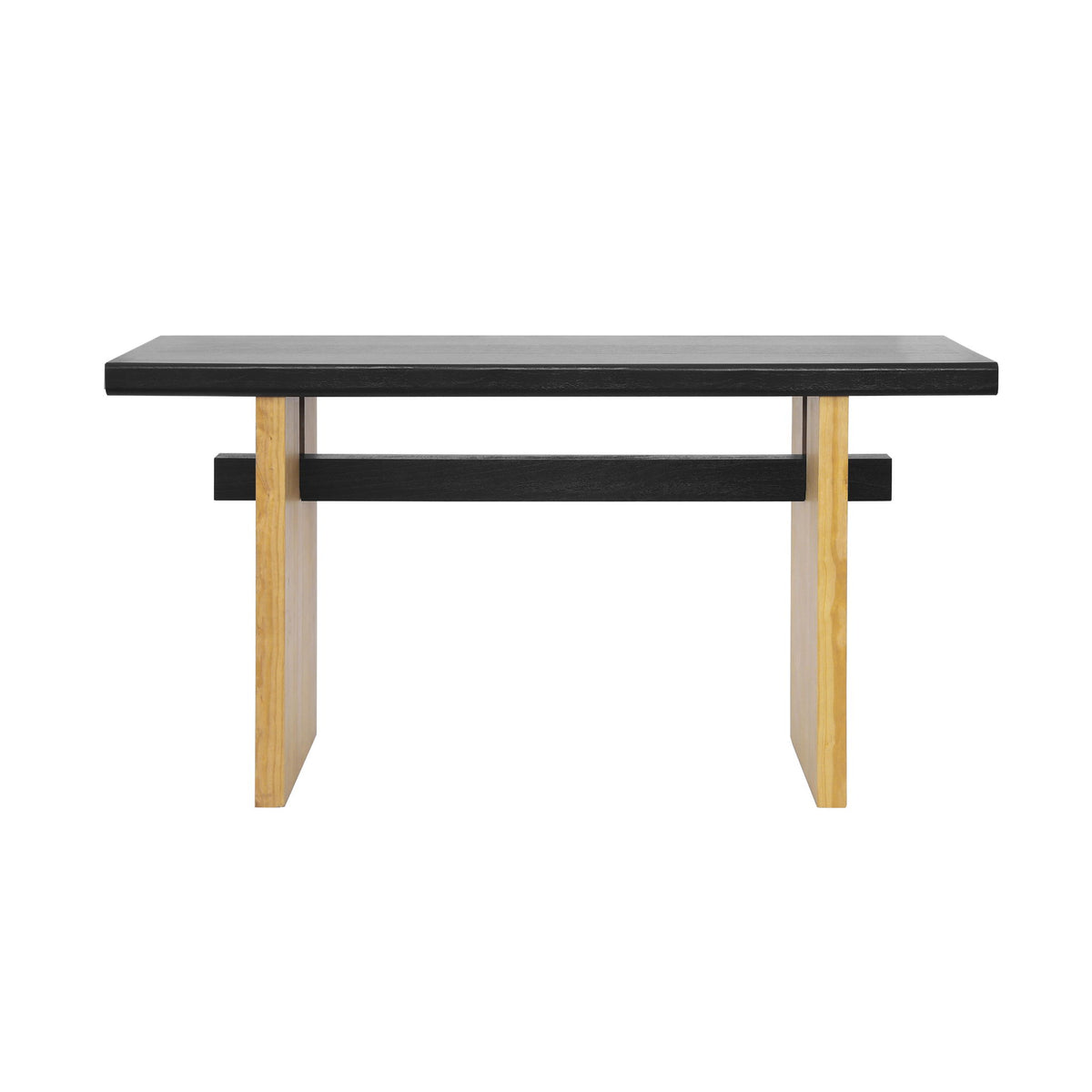 Farmhouse Wood Console Table with Premium Materials, Narrow Entryway Table with Easy Assembly, 59.5'' L x 16'' W x 31.5'' H, Black+Brown
