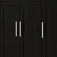Modern Rolling Kitchen Island Cart with Drawers, Natural Wood Top, Towel Rack, Door Storage Cabinet, Black