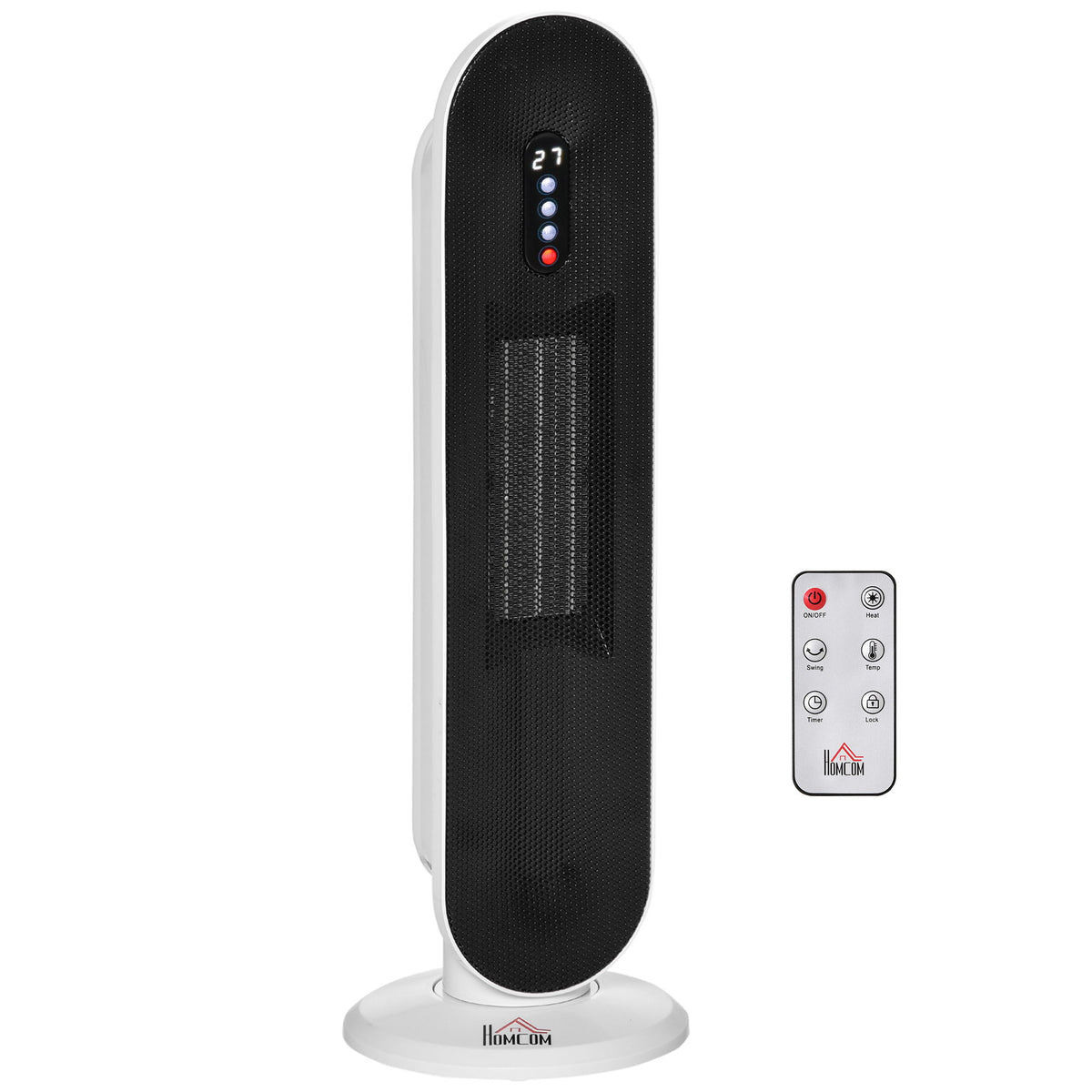 Ceramic Space Heater, Indoor Tower Heater with 45 Degree Oscillation, Remote Control, 24H Timer, Tip-Over & Overheating Protection, 1500W/1000W