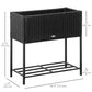 Rattan Raised Garden Boxes, Elevated Flower Beds with Storage Shelf for Herbs, Flowers, Vegetables, Black