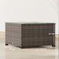 24.4" Patio Wicker Coffee Table, PE Rattan Outdoor Side Table with Tempered Glass Top, Black