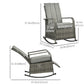 Outdoor Wicker Rocking Chair with Cushion, Patio PE Rattan Recliner Chair with Adjustable Footrest, Armrests, Mixed Grey
