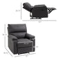 Manual Recliner Chair with Footrest - Dark Grey