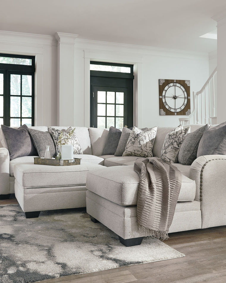 Dellara - 5 Pc. - Right Arm Facing Corner Chaise 4 Pc Sectional, Ottoman - Chalk