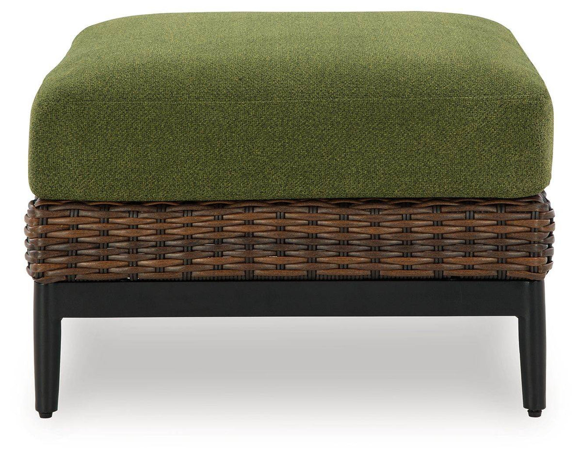 Horizon Hall - Brown / Green - Ottoman With Cushion - Forward Furniture