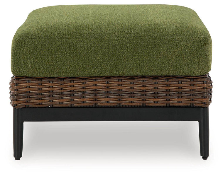 Horizon Hall - Brown / Green - Ottoman With Cushion - Forward Furniture