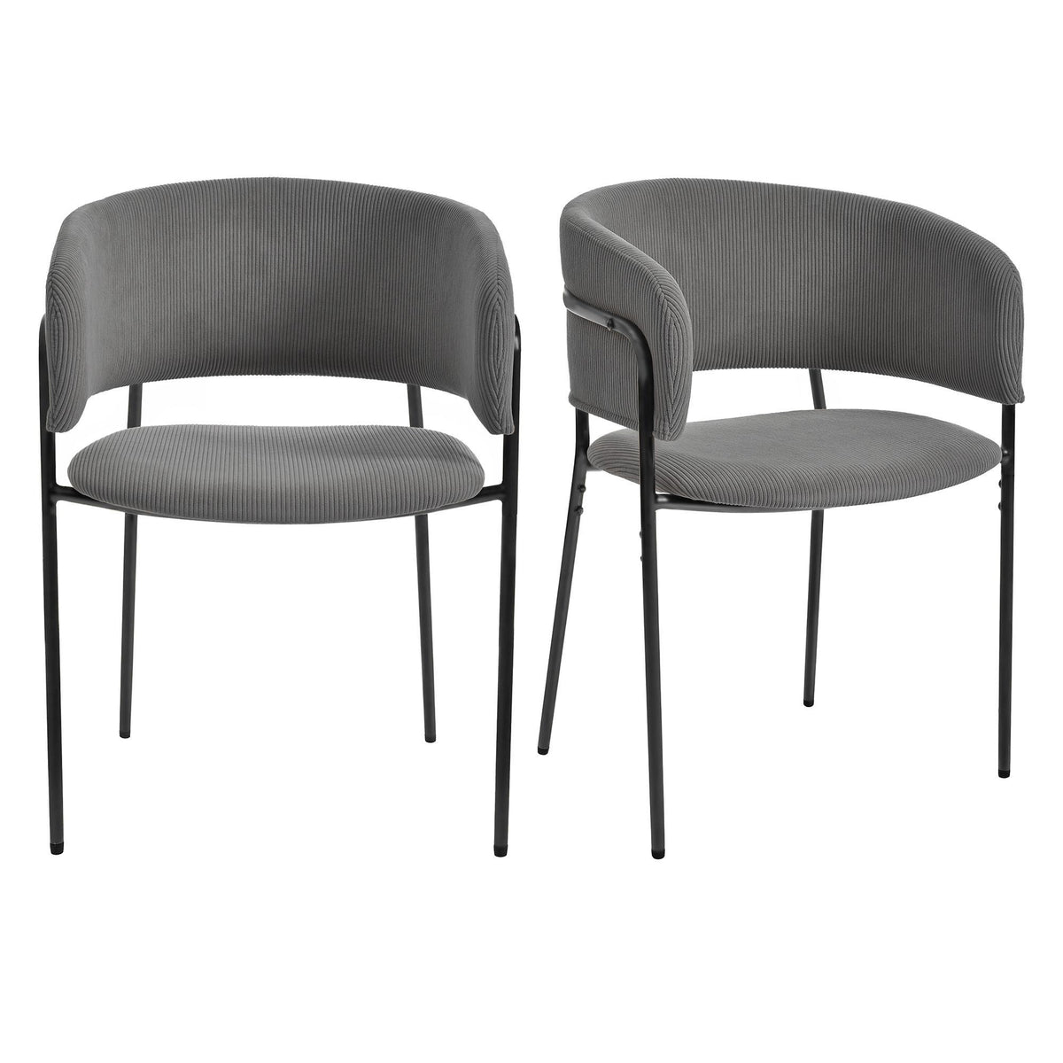 Modern Corduroy Side Chair with Ergonomic Curved Back, Minimalist Lounge Chair for Living Room, 30.5" L x 21.5" W x 19.5" H, Grey