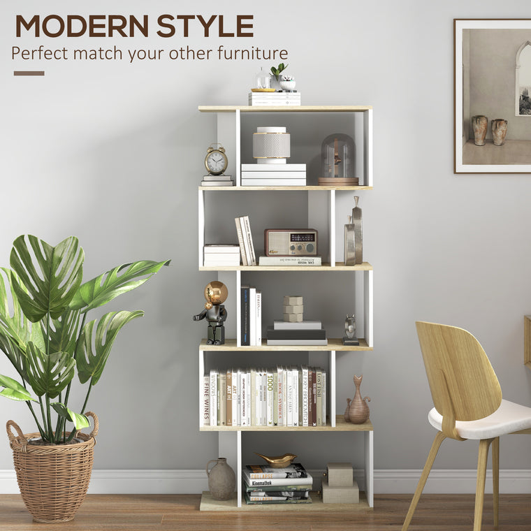 5-Tier S-Shaped Bookshelf
