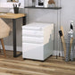 3 Drawer Filing Cabinet, Lockable Office Storage Cabinet on Wheels for Legal, Letter, A4 Files, White