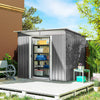 8.5' x 6' Small Gardening Shed Lockable Steel Utility Storage Outdoor Backyard Garden for Gardeners, Grey