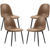 Retro Dining Chairs Set of 4, PU Leather - Brown