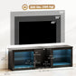 TV Stand with LED Lights and Glass Shelves - Black