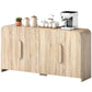 62" Sideboard Buffet Cabinet with Soft-Close Doors - Natural Wood