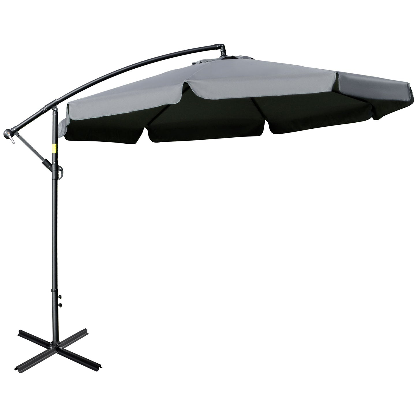 11FT Offset Hanging Patio Umbrella Cantilever Umbrella with Easy Tilt Adjustment, Cross Base and 8 Ribs for Backyard, Poolside, Lawn and Garden, Dark Grey