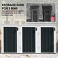 Outdoor Storage Shed Rustproof Garbage Bin Shed with Gas Struts Magnetic Doors for 3 Bins White and Grey