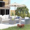 6' x 10' Patio Umbrella with 22 LED Solar Lights and Tilt, Rectangular Outdoor Table Umbrella with Crank, Beige