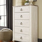 Willowton - Five Drawer Chest - Brown / Beige / White