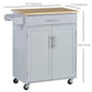 Rolling Kitchen Island Cart with Wood Top - Grey