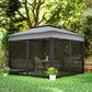 10.7 x 10.7ft Pop Up Gazebo, Adjustable Instant Sun Shelter with UV30+ Roof Cover, Removable Mesh Curtains, Dark Grey