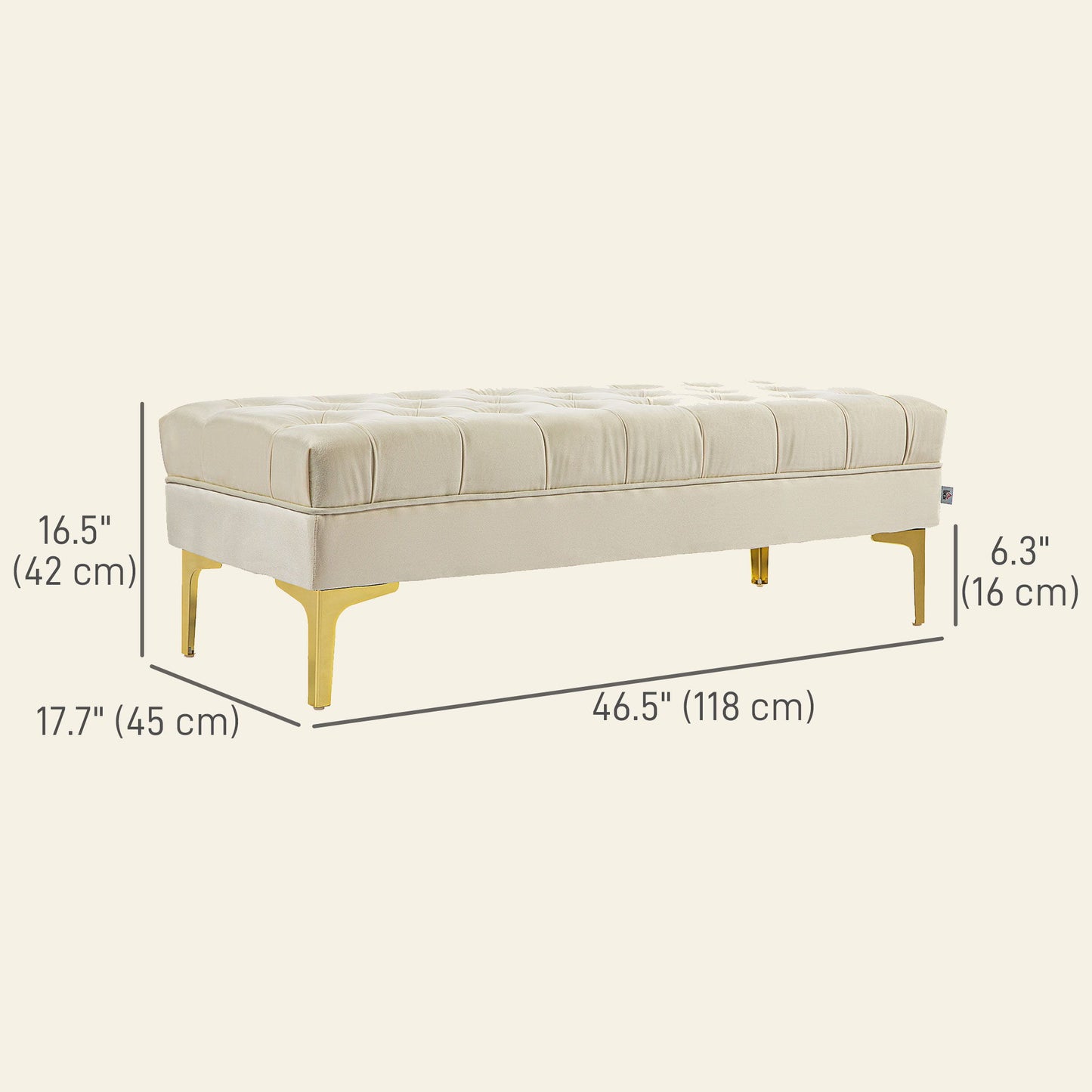 End of Bed Bench, Upholstered Bench, Entryway Shoe Bench with Button Tufted for Living Room, Bedroom, Beige