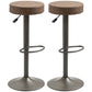 Modern Adjustable Bar Stools Set of 2, Swivel Barstool with Footrest, PU Leather Round Top for Kitchen, Brown