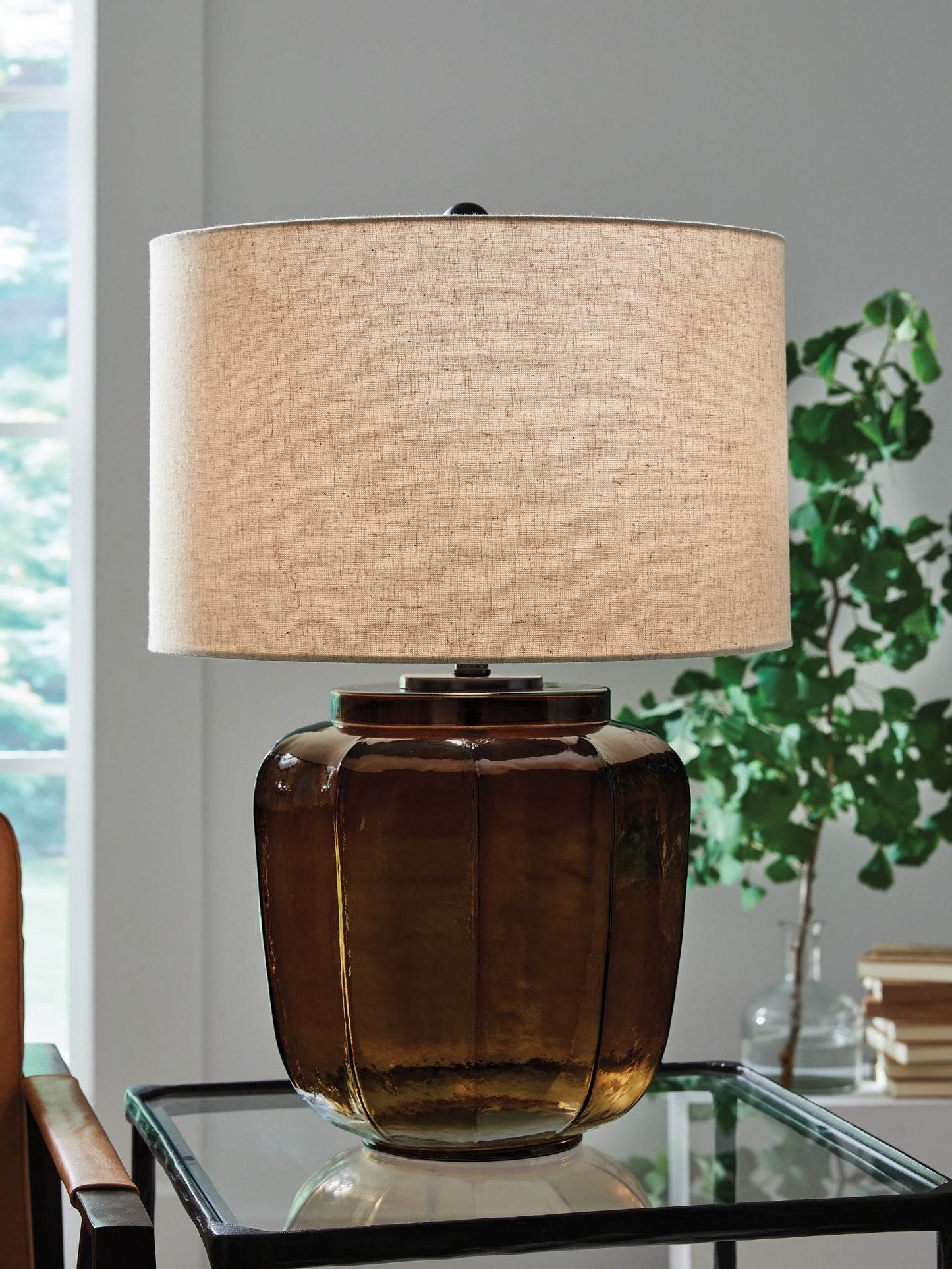 Bainmore - Amber - Glass Table Lamp - Forward Furniture